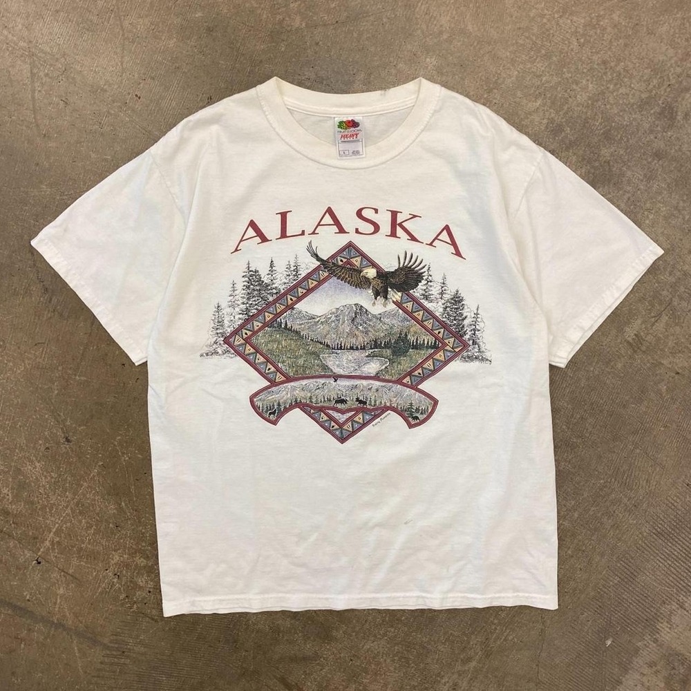 Vintage Alaska Nature Outdoorsman Destination T-Shirt Size Large